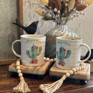 Madison Studio 18 oz. "Strong at Heart" set of 2 cactus coffee mugs